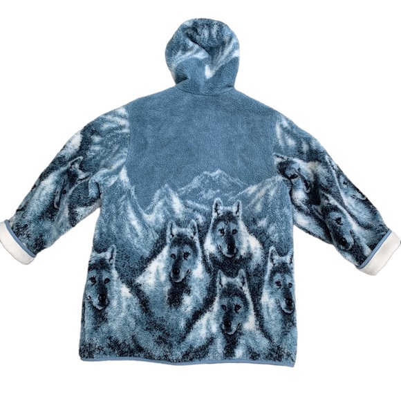 Vintage 90’s Arctic Wolf All Over Pattern Fleece Hoodie - Picture 2 of 4